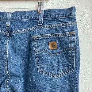 Carhartt Classic Blue Jeans with Logo Patch 44x34 Vintage